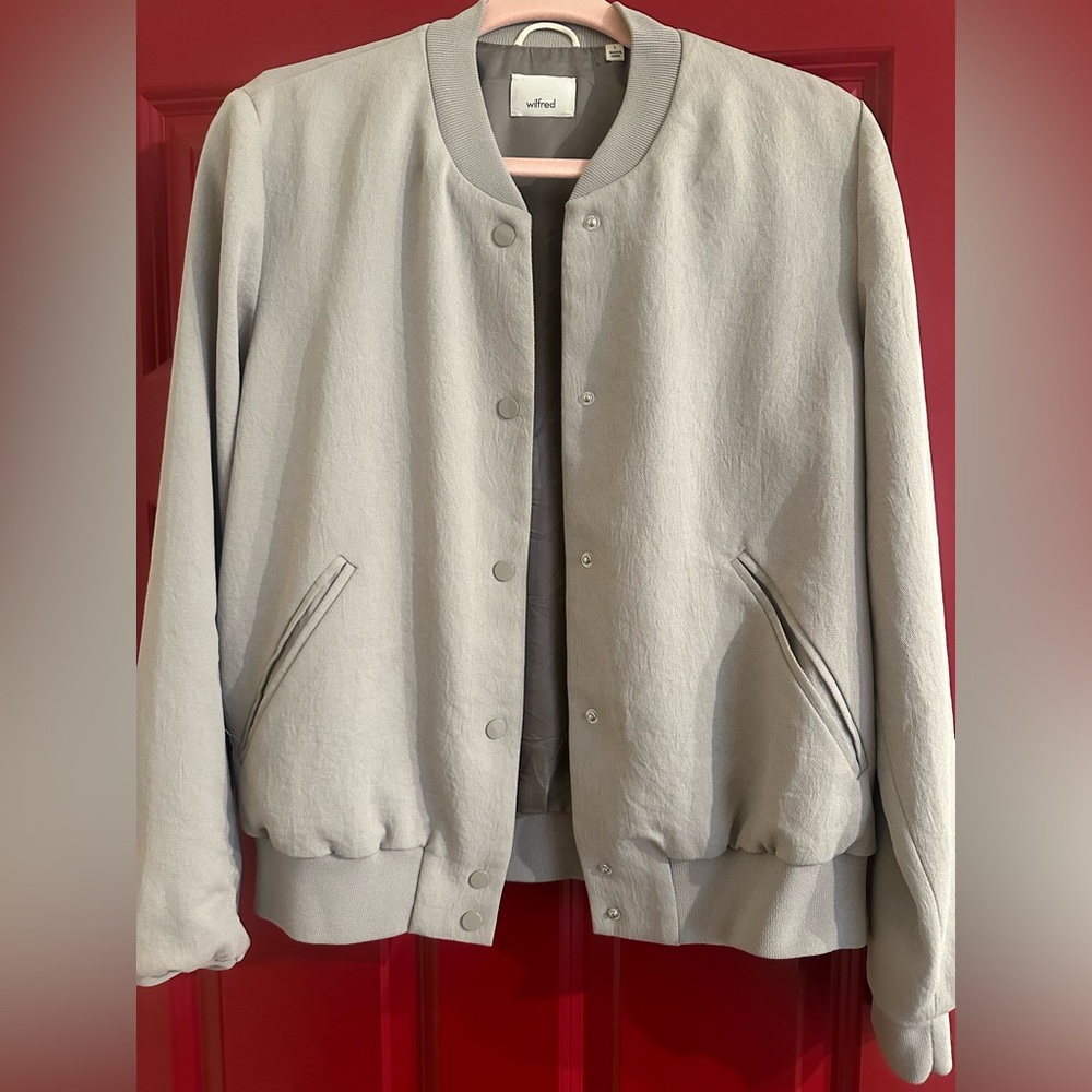 ARITZIA WILFRED POUSSIN SNAP BOMBER JACKET GREY